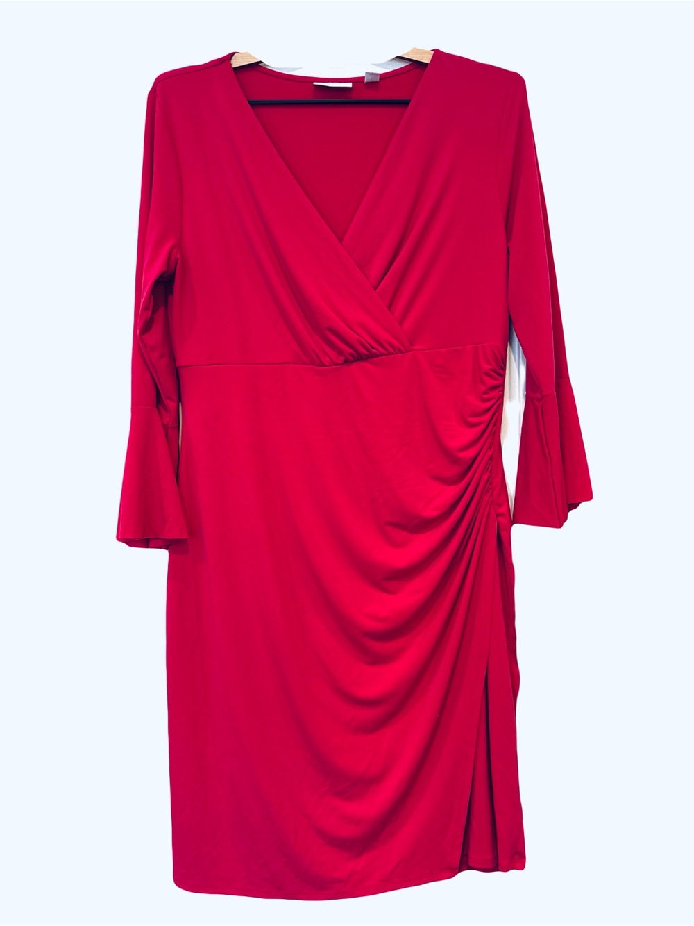 New York & Company Magenta Wrap-Style Midi Dress